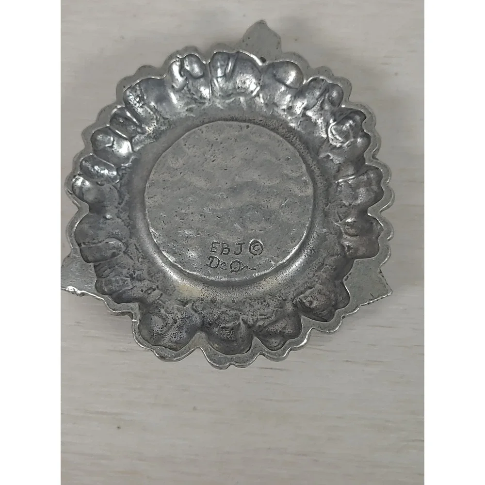 Sunflower Candle Holder Silver Pewter‎ Tone Metal Floral Votive Base EBJ De